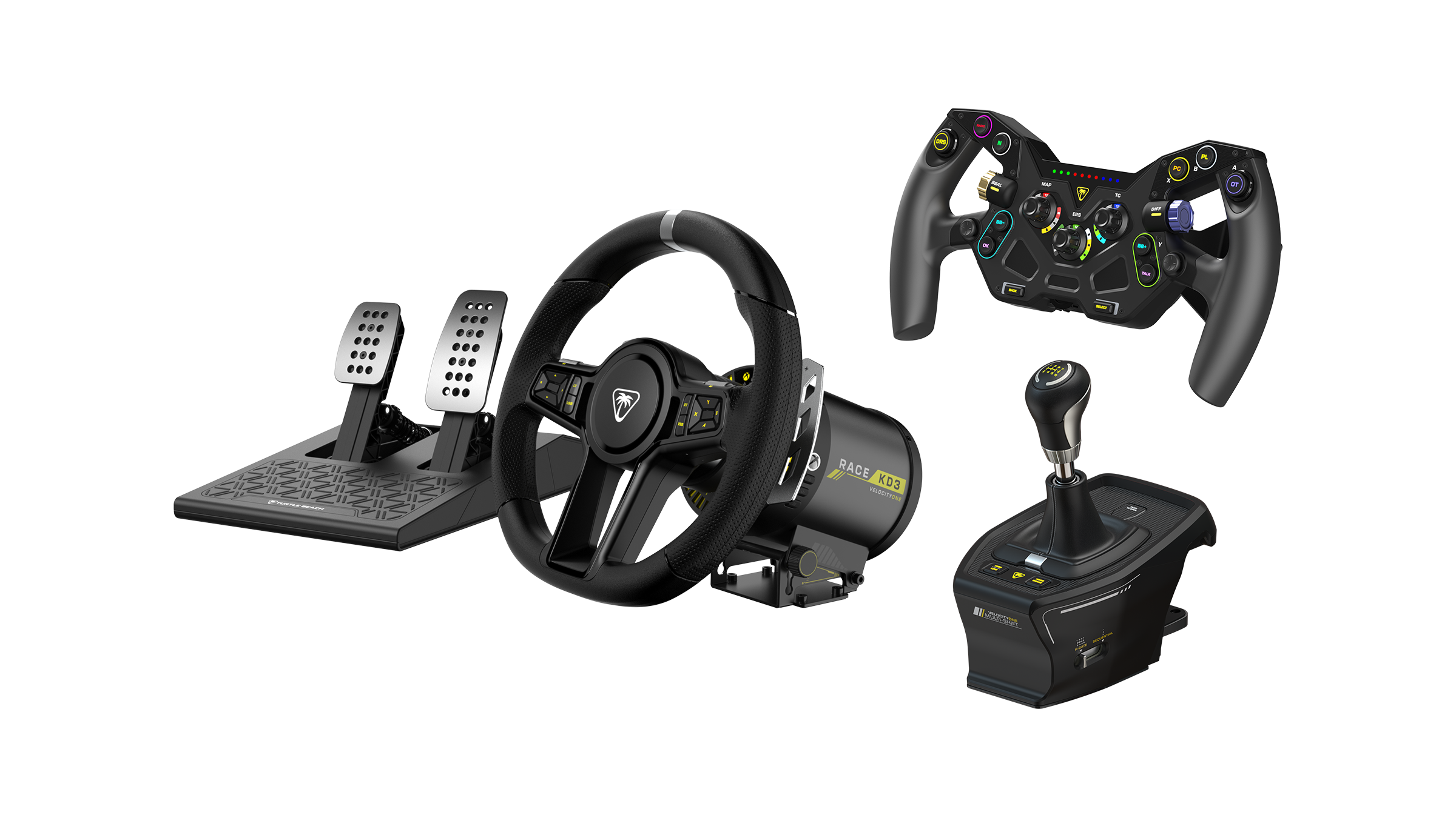 Turtle Beach - VelocityOne Race KD3 Racing Wheel & Pedals + VelocityOne F-RX Formula Wheel + VelocityOne Multi-Shift Bundle