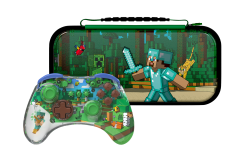 Turtle Beach - PDP REALMz Wireless Controller: Minecraft Forest Biome + Travel Case Plus Minecraft Forest Battle for Nintendo Switch Bundle
