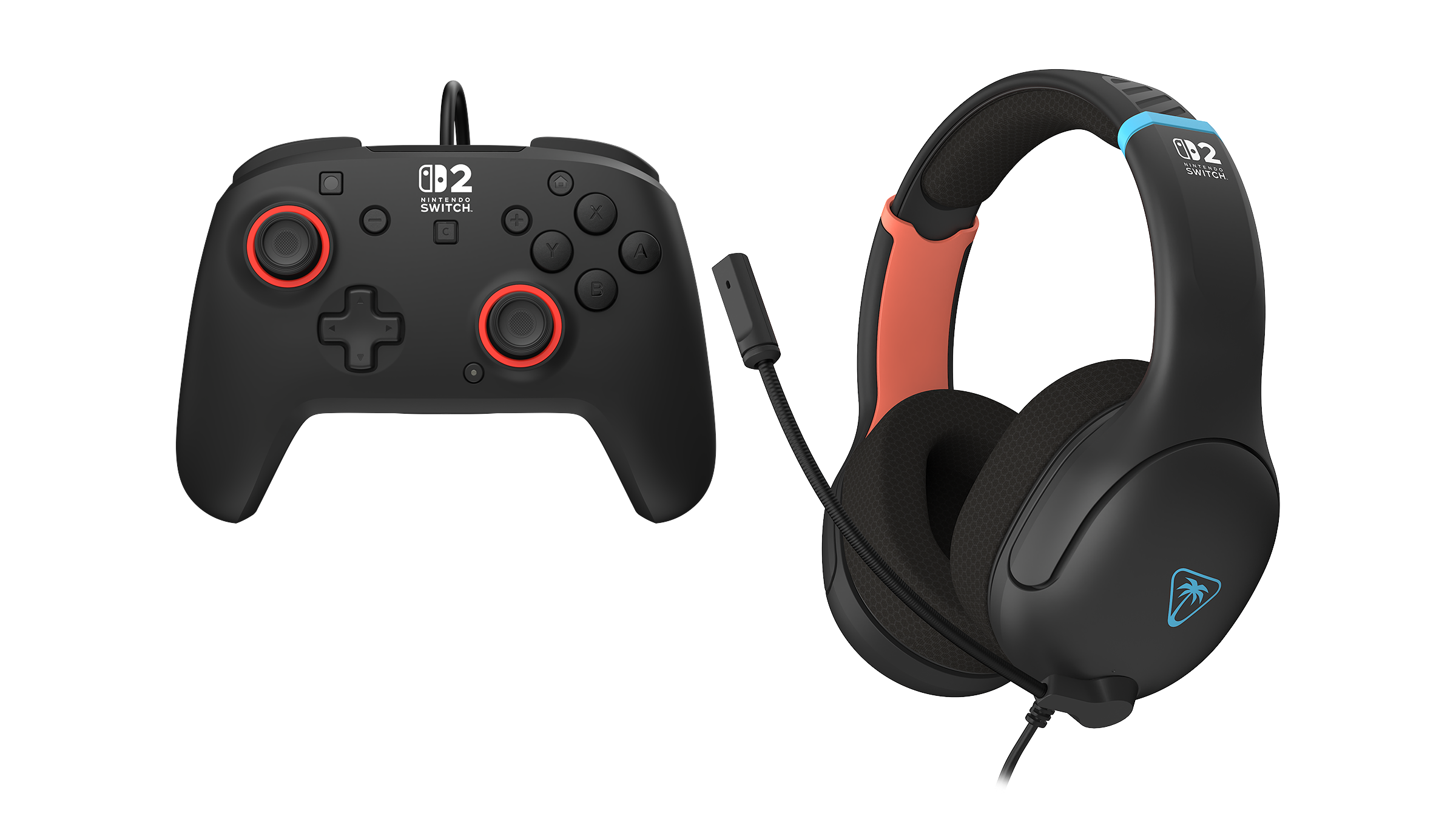 Turtle Beach - Airlite Fit Wired Gaming Headset - Charcoal Black + Rematch Wired Controller for Nintendo Switch 2 Bundle